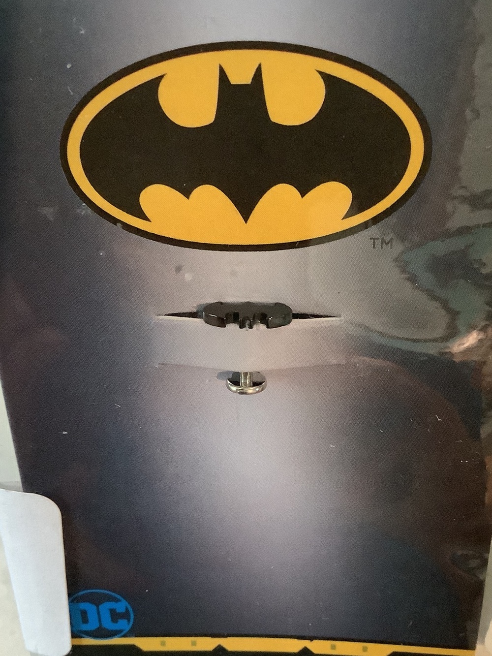 DC Batman Emblem Stud Earring in Black, Brand New